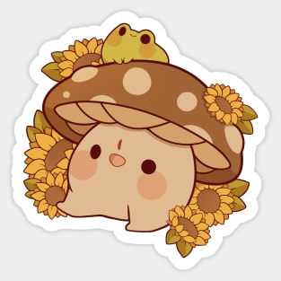 Happy sunflower mushroom Sticker